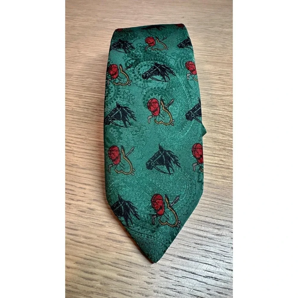Polo Ralph Lauren Vintage Hand Made Silk Tie Italy Equestrian Horse Head